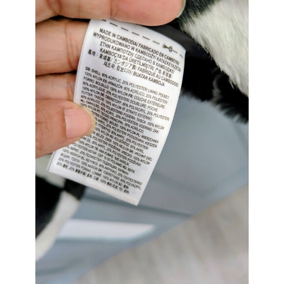 VANS Off The Wall NATALIE JACKET Faux Fur BLACK WHITE CHECKERBOARD XS Skate Coat - Picture 3 of 7